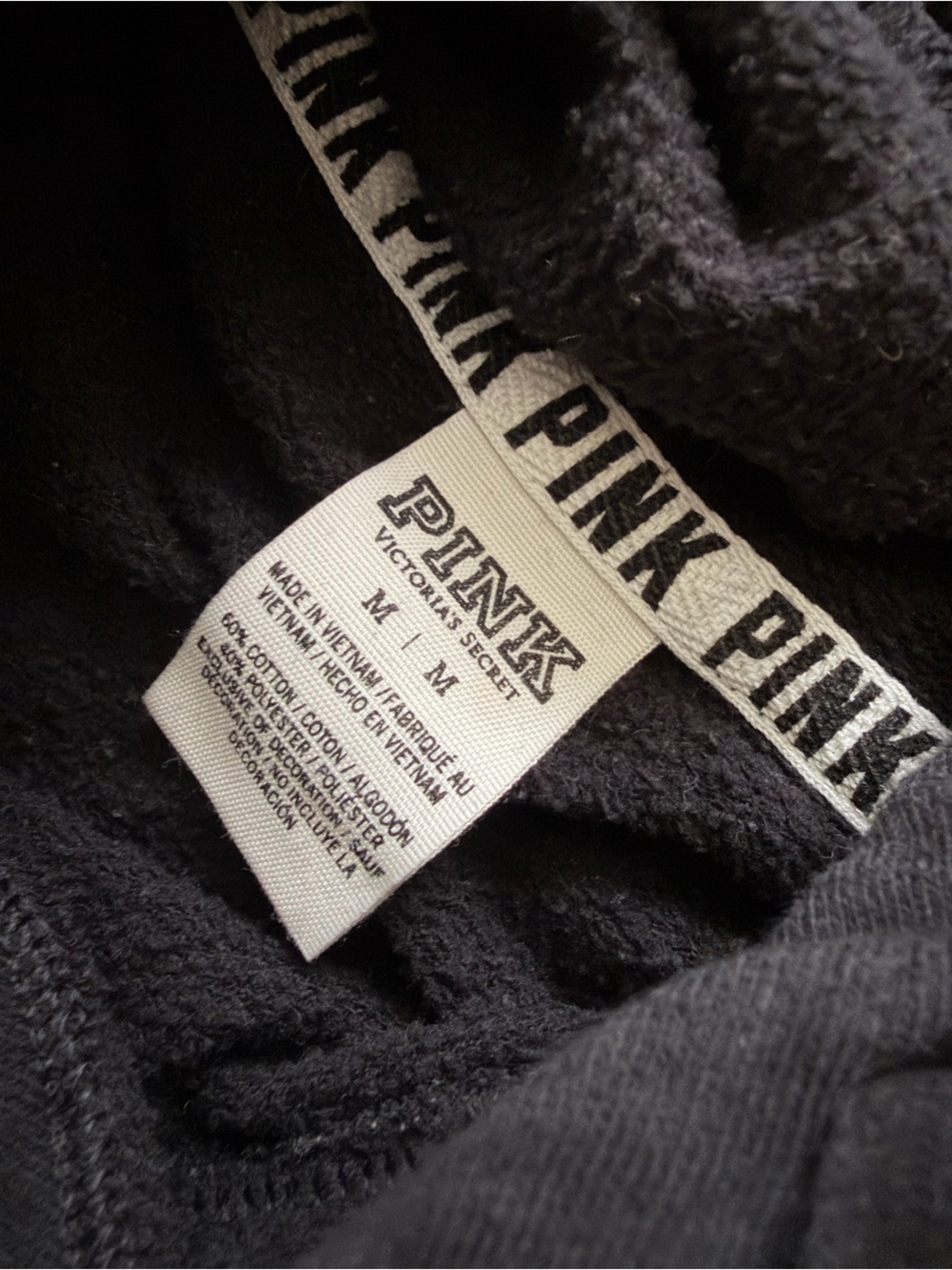 PINK Victoria's Secret Black & Light Gray Colorblock Hoodie - Picture 3 of 3